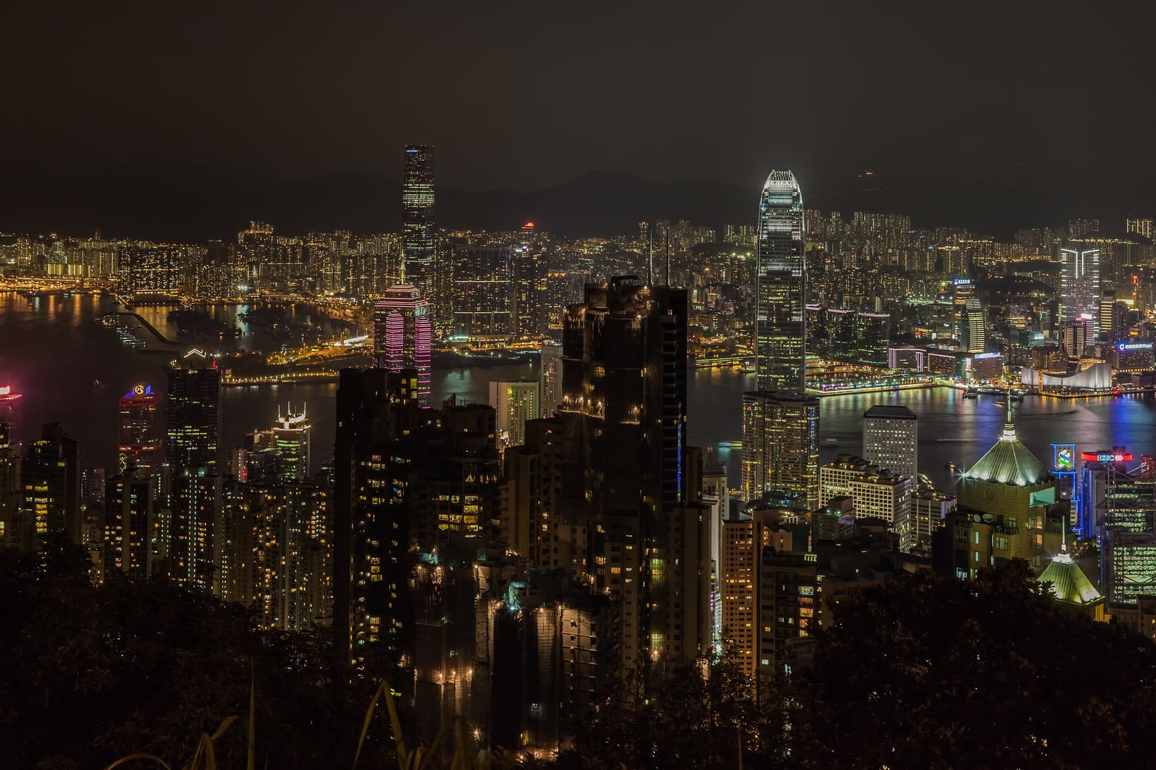빅토리아피크에서 본 빅토리아항 야경